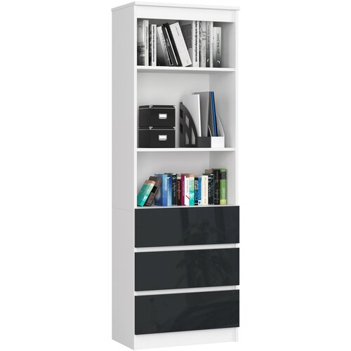 AKORD POLICA ZA PISARNO R 60 cm CLP 3 Predali 2 Police BELO / GRAFITNI SJAJ, (21714147) Slike