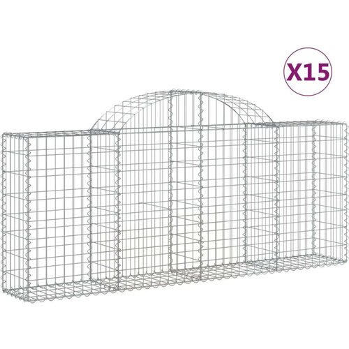  Lučne gabionske ko&amp;scaron;are 15 kom 200x30x80/100cm pocinčano željezo Slike