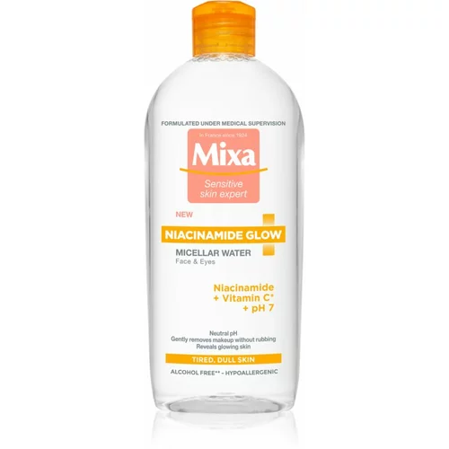 Mixa Niacinamide Glow Micellar Water hidratantna i posvjetljujuća micelarna voda za umornu kožu 400 ml za žene