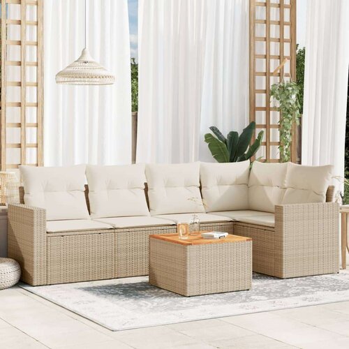 VidaXL 6-dijelni set vrtnih sofa s jastucima bež od poliratana Slike