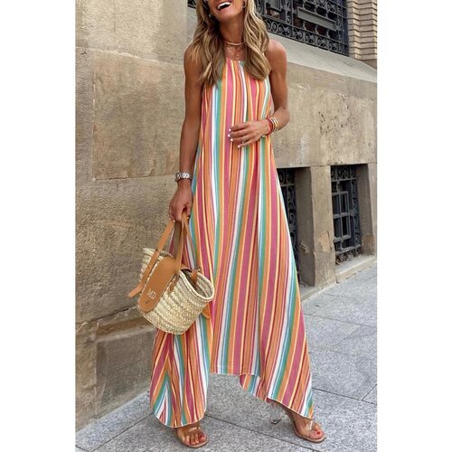 Fenzy Elegantna Maxi Haljina S Uzorkom Pruga, Vi&amp;scaron;ebojna Slike
