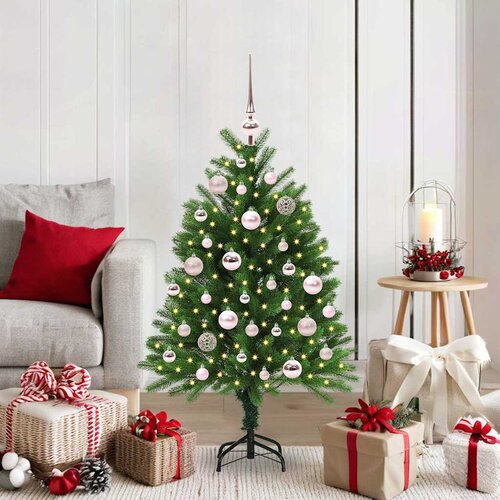 vidaXL Božično drevo med 150 LED z stojalom Zelena 120 cm PE Cene