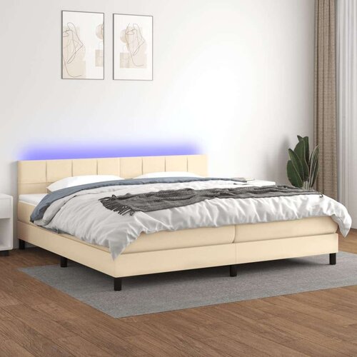  Krevet box spring s madracem LED krem 200x200 cm od tkanine Slike