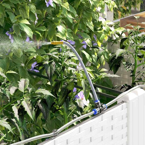  Vrtna saksija 3 pcs Bijeli 80 x 80 x 142 cm Plastika Slike