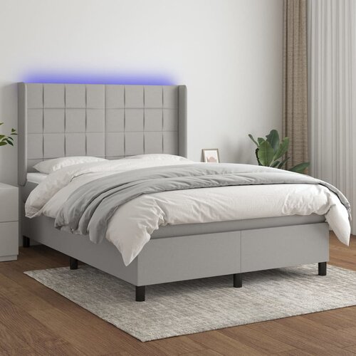  Krevet box spring s madracem LED svjetlosivi 140x200 cm tkanina Cijene