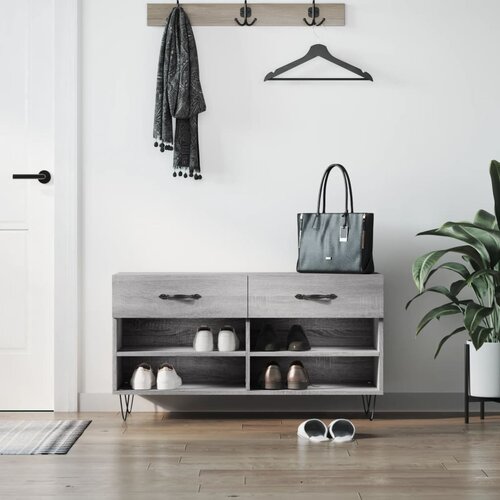  Klupa za cipele siva boja hrasta 102x35x55 cm konstruirano drvo Slike