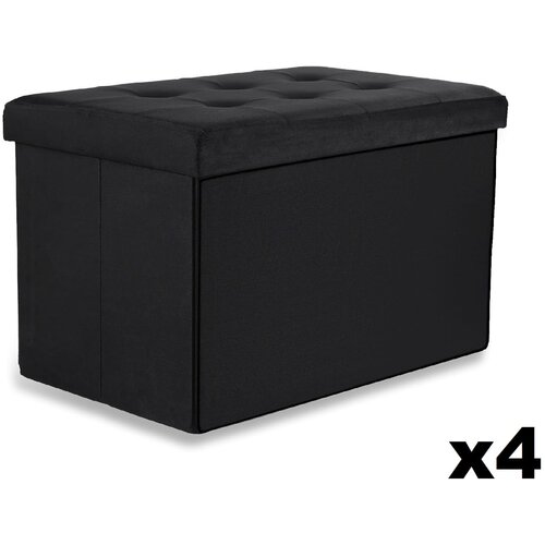 Brandless XL zložljiv puf z gumbi - 60x38x38cm žametna črna x 4, (22056780) Slike