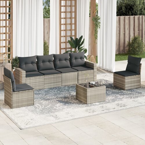 vidaXL 7-dijelni set vrtnih sofa svjetlosivi od poliratana Cijene