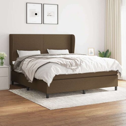  Box spring postelja z vzmetnico temno rjava 180x200 cm blago, (20895020) Slike