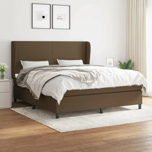  Box spring postelja z vzmetnico temno rjava 180x200 cm blago, (20895020)