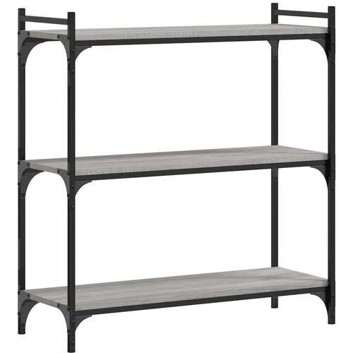 Maison Chic Knjižna omara - Knjižni regal 3-nadstropna siva sonoma 80x30x86 cm inž. les, (21724663) Slike