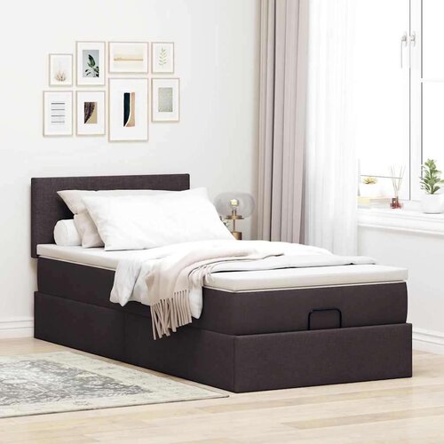 VidaXL otomanski okvir kreveta s madraca tamnosmeđi 90x190cm tkanine Slike