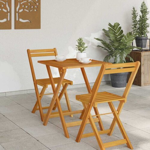  Stol za vrt Prirodna 60 x 60 x 72 cm Čvrsto drvo akacije Slike