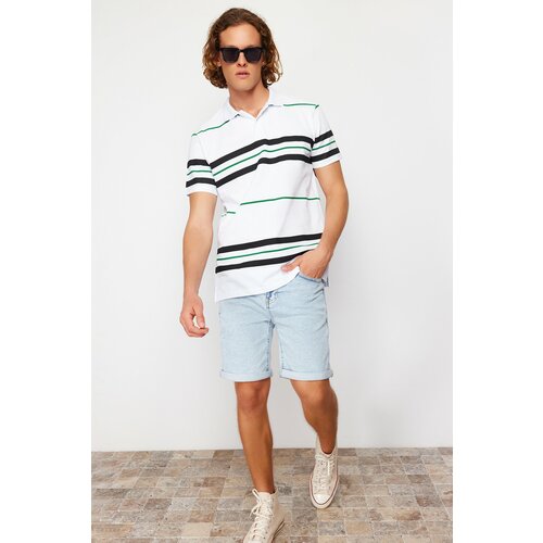 Trendyol Men's Regular/Normal Cut Short Sleeve Striped Pique Label Buttoned Polo Neck T-Shirt Slike