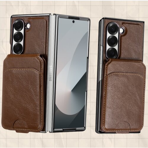 INF Magnetni ovitek za Samsung Galaxy Z Fold z držalom za kartice, denarnica z RFID blokiranjem coffee Model 5, (21837783) Cene