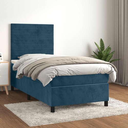Box spring krevet s madracem tamnoplavi 90x200 cm bar&amp;scaron;unasti Slike
