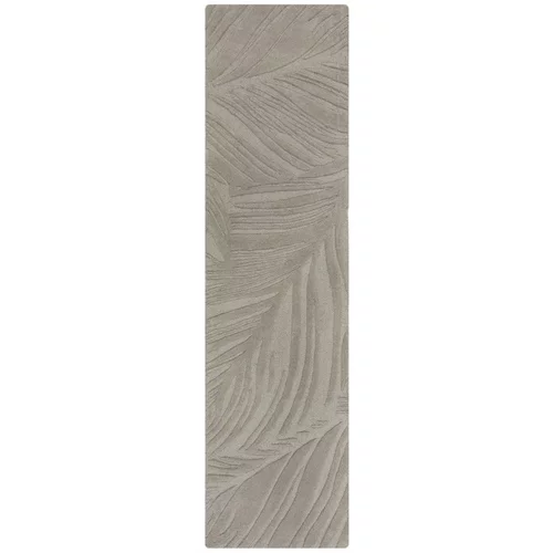 Flair Rugs Svijetlo siva vunena staza za tepih 60x230 cm Lino Leaf -