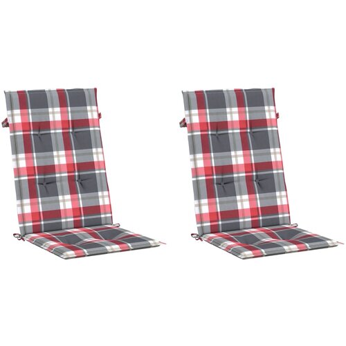  Jastuci za stolice 2 kom crveni karirani 120x50x3 cm od tkanine Slike