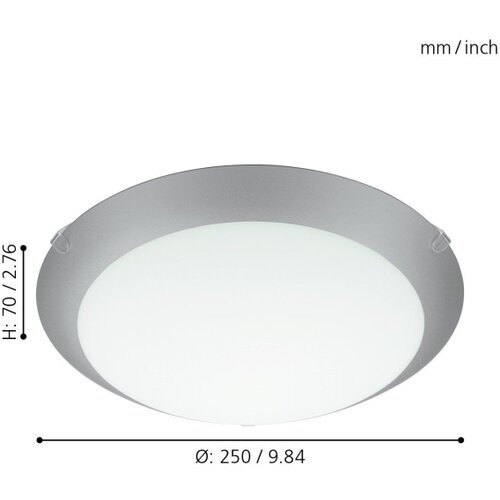 Eglo mars 1 plafonjera/1 e27 1x60w &amp;oslash; 245 okvir srebrni Slike