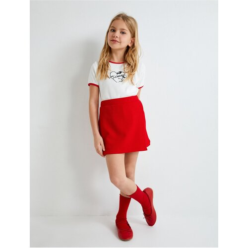 Koton Basic Short Skirt Double Breasted Elastic Waist Textured Slike