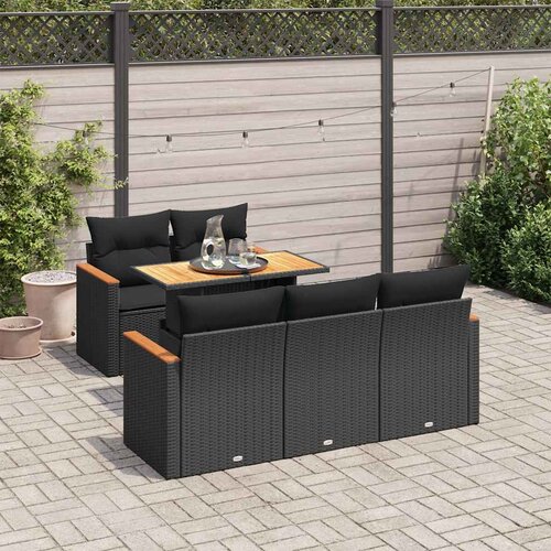  6-dijelni set vrtnih sofa s jastucima crni od poliratana bagrem Cijene