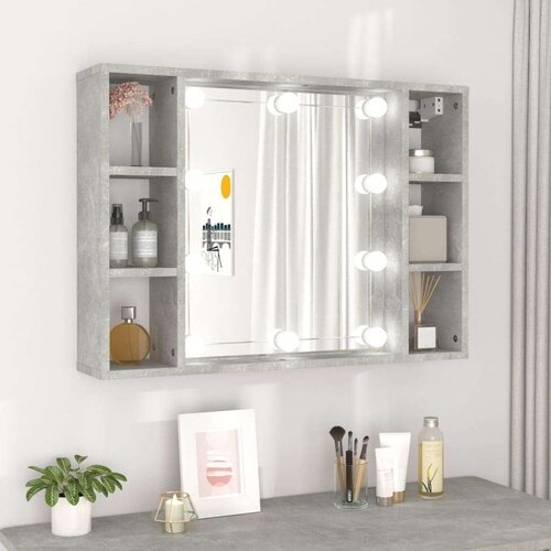  Kupaonski ormarić s ogledalom LED boja betona 76 x 15 x 55 cm Slike