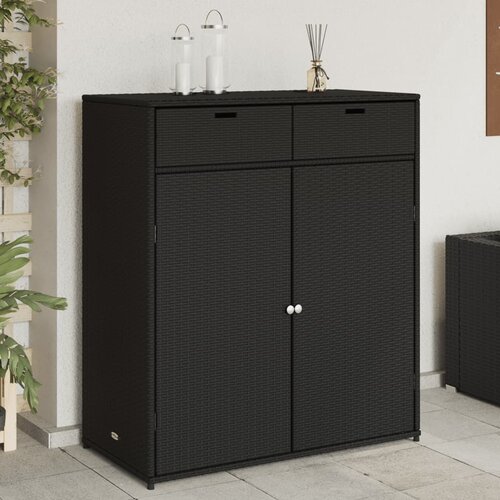 Furnova Vrtna omara za shranjevanje črna 105x55x113 cm poli ratan, (21948355) Slike