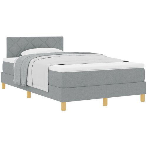 VidaXL Box Spring Krevet s Madracem Svjetlosiva 120x200 cm Tkanina Slike