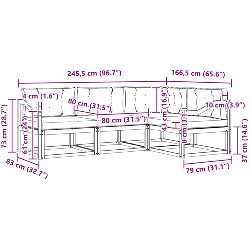  Set vanjskih sofa 4 kom. Prirodna i antracit Smeđa 245,5 x 166,5 x 73 cm Slike