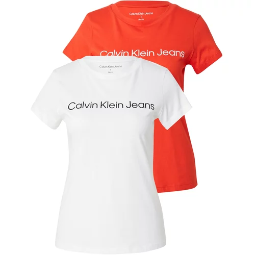Calvin Klein Jeans Majica narančasto crvena / crna / bijela