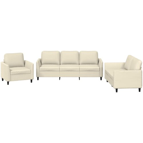 Maison Chic Sedežna garnitura - kavč 3-delna z blazinami krem umetno usnje, (21729175) Cene