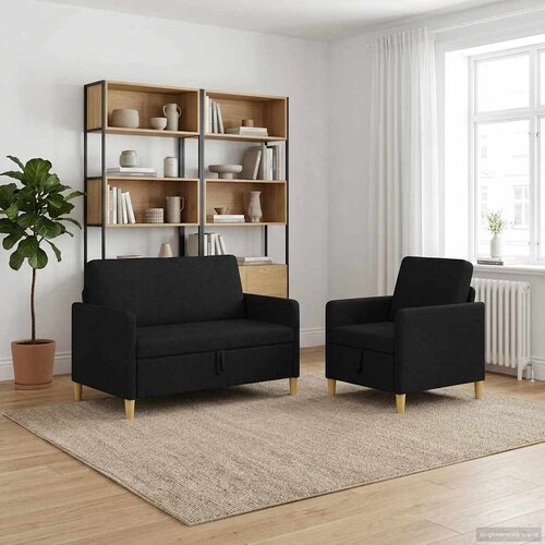 Set sofe s pohranom 2 pcs Crna Poliester Cene
