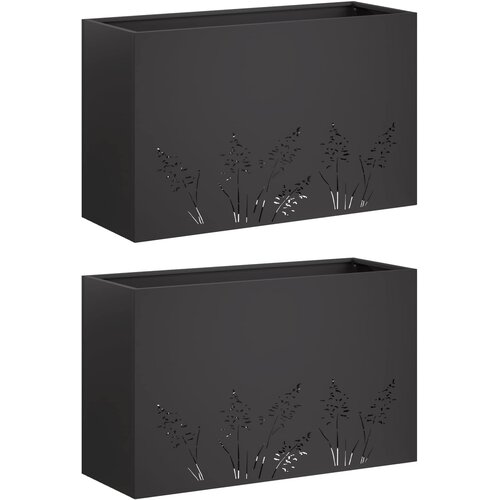  Vrtna saksija 2 kom. Crna 80 x 20 x 49 cm Čelična vrata Slike
