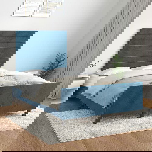 Furnova Posteljni okvir brez vzmetnico temno modra 120x190 cm žamet, (21936370) Slike