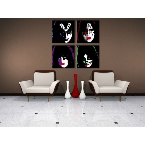  Ručno slikane slike na platnu na platnu POP Art Kiss 4-dijelna () Slike