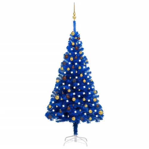  Umjetno božićno drvce LED s kuglicama plavo 180 cm PVC
