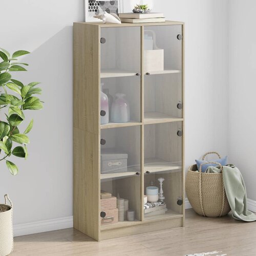  Visoka komoda s vratima 68x37x142 cm konstruirano drvo Slike