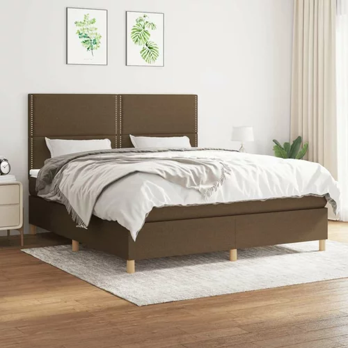  Box spring postelja z vzmetnico temno rjava 180x200 cm blago, (20899444)