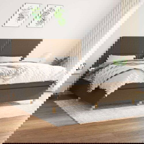  Krevet s oprugama i madracem tamnosmeđi 180x200 cm tkanina Slike