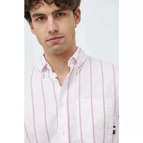 Tommy Hilfiger Bombažna srajca moška, roza barva
