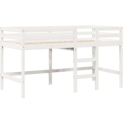 vidaXL Krevet na kat s ljestvama i krovom bijeli 80x200 cm od borovine Cene