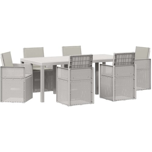  Vrtni set za objed s jastukom 7 pcs Bijela i svjetlosiva PP Slike