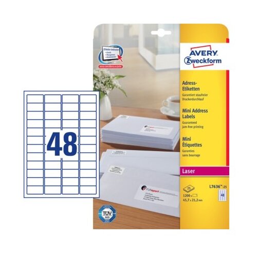 Avery Zweckform Etikete za pošiljateljev naslov 45,7 x 21,2 mm 1/25 Cene