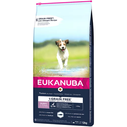 Eukanuba Grain Free Puppy Small / Medium Breed losos - 2 x 12 kg