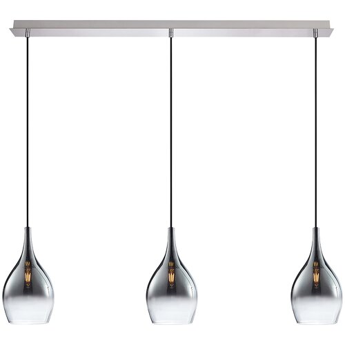 PAUL NEUHAUS Moderne hanglamp chroom met smoke glas 3-lichts - Pilua Slike
