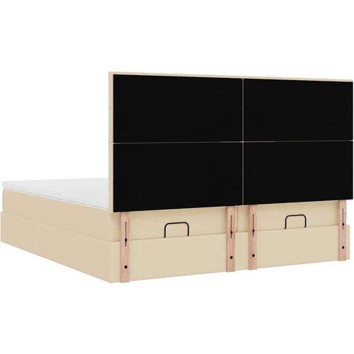 VidaXL otomanski okvir kreveta s madracima krem 200x200cm od tkanine Slike