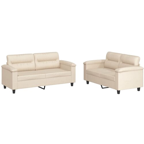 VidaXL 2-dijelni set sofa s jastucima bež od mikrovlakana Slike