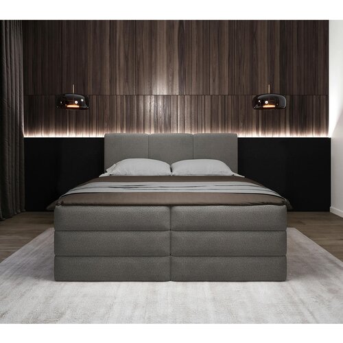 MID.YOU POSTELJA BOXSPRING 180 cm x 200 cm , les, tekstil, leseni material antracit Slike