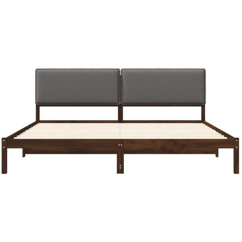  Krevetni okvir s tapiciranim uzglavljem - Tamnosmeđa i svjetlosiva 180 x 200 cm Slike