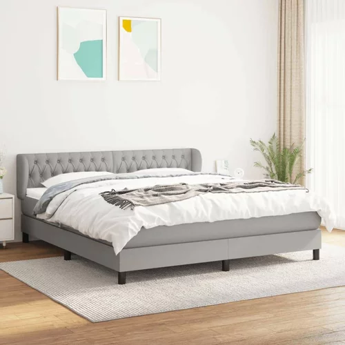  Box spring postelja z vzmetnico svetlo siva 180x200 cm blago, (20790183)